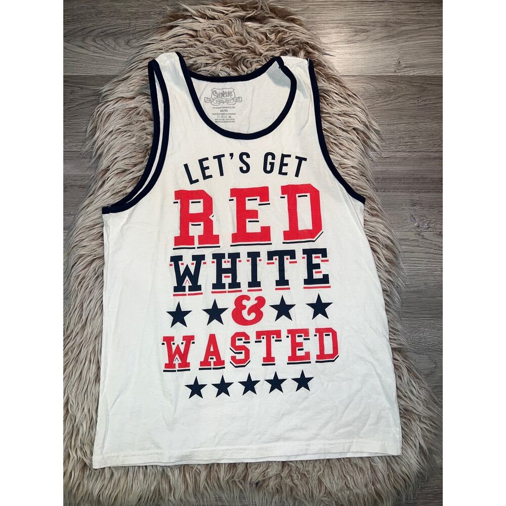 Spencer’s men’s red &white & blue sleeveless shirt
